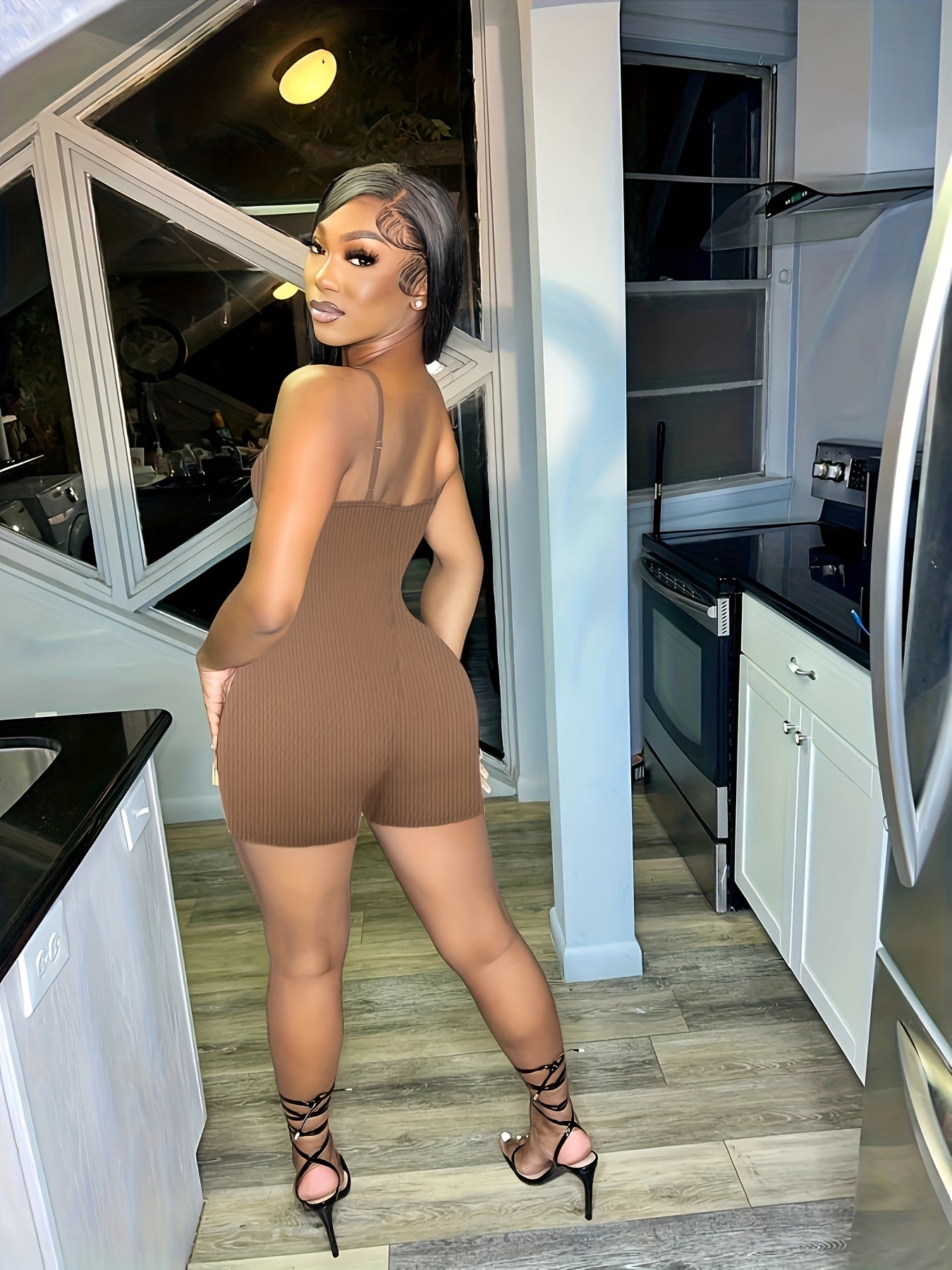 Scoop Neck Backless Lounge Romper Women's Loungewear