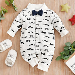 Baby Boy Spring Gentleman Rompers with Bow Tie