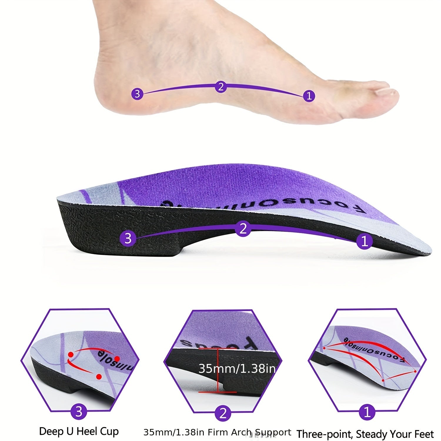 Arch Support Insoles for Plantar Fasciitis Relief Work Boots