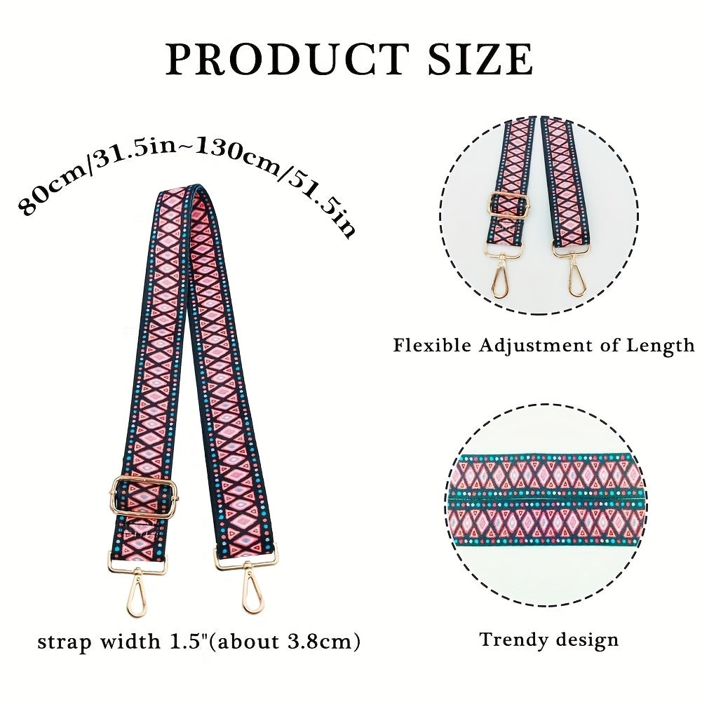 Vintage Geometric Bag Strap Replacement Wide Shoulder DIY Travel Accessories
