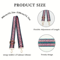 Vintage Geometric Bag Strap Replacement Wide Shoulder DIY Travel Accessories