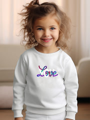 Girls Love Pattern Crew Neck Sweatshirt Spring Fall Christmas Gift