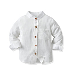 Boys' Stand Collar Long Sleeve Shirt