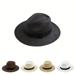 Vintage Jazz Fedora Cap Sun Hat Straw Hats Unisex Beach Hats