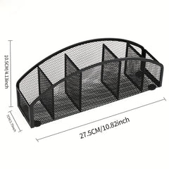 Metal Grid Pen Holder Desktop Stationery Storage - Student & Office Organizer