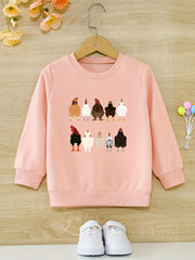 Farm Chicken And Hens Graphic Girls Sweatshirt Toddler Kids Tops