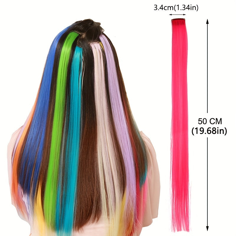 8 Cm Long Straight Hair Extensions Synthetic Hair Pieces for Women Girls Party