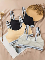 3pcs Teen Girls Knitted Sport Bra Breathable Underwear Vest