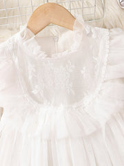 Lace Princess Dress For Toddler Girls Ruffle Collar Mesh Long Sleeve