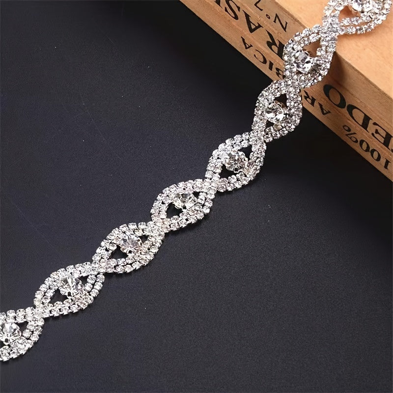 1 Yard Rhinestone Trim Chain Applique Sewing DIY Decoration