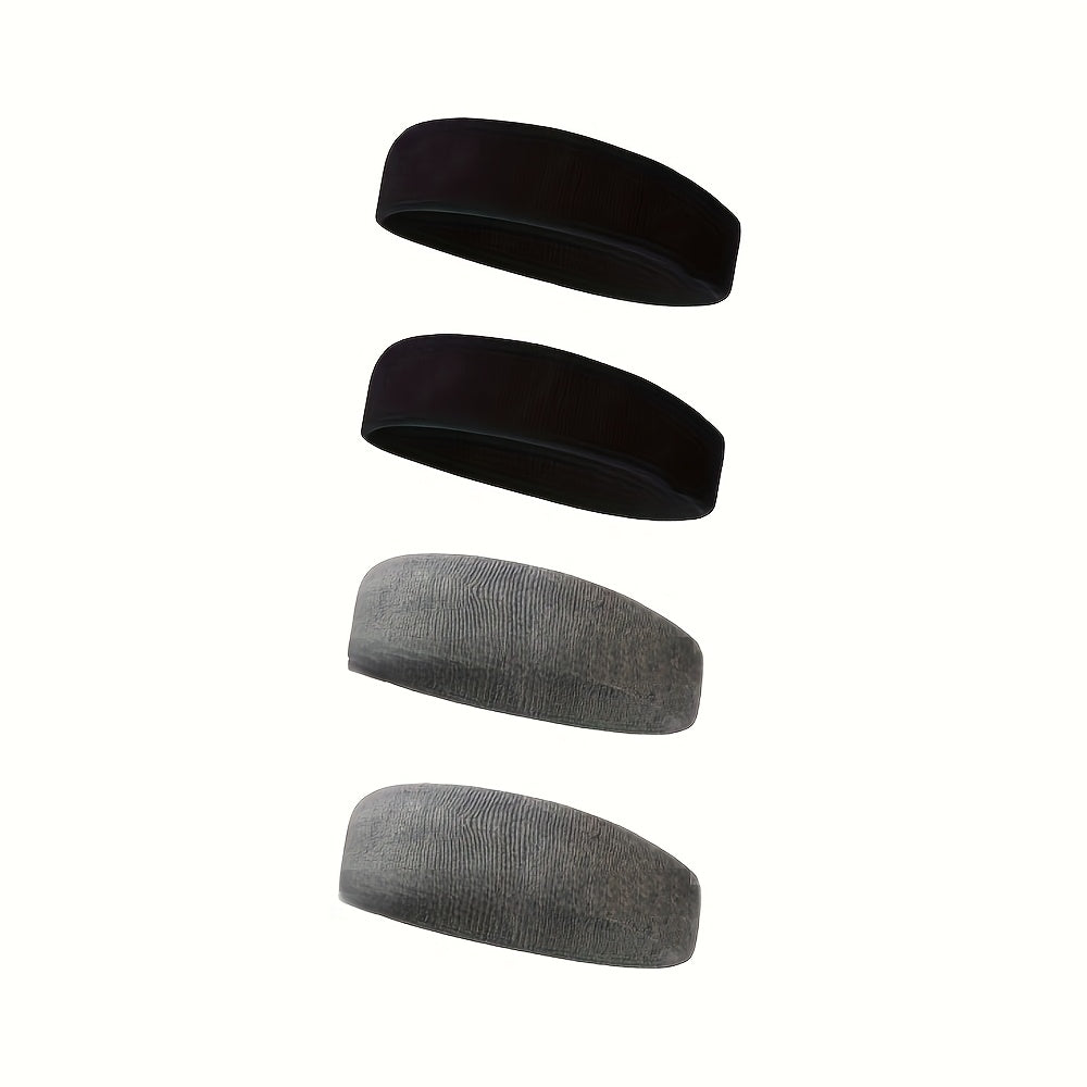 4pcs Sweat Wicking Towel Headbands for Men Stylish Nylon Yoga & Fitness Bands