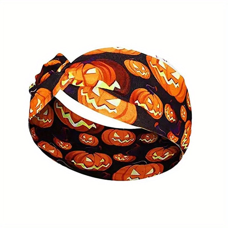 Halloween Printed Skull Spider Web Headband for Yoga Running