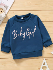 Baby Girls Casual Sweatshirt Long Sleeve Letter Print Knit Shirt