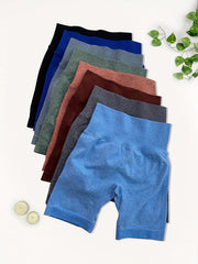 High Waisted Yoga Shorts For Women - 8pcs Solid Sports Shorts