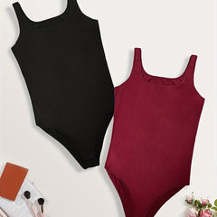 Solid Square Neck Tank Bodysuit