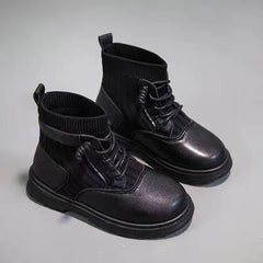 Girls Lace Up High Socks Boots Soft Sole Anti Slip Shoes