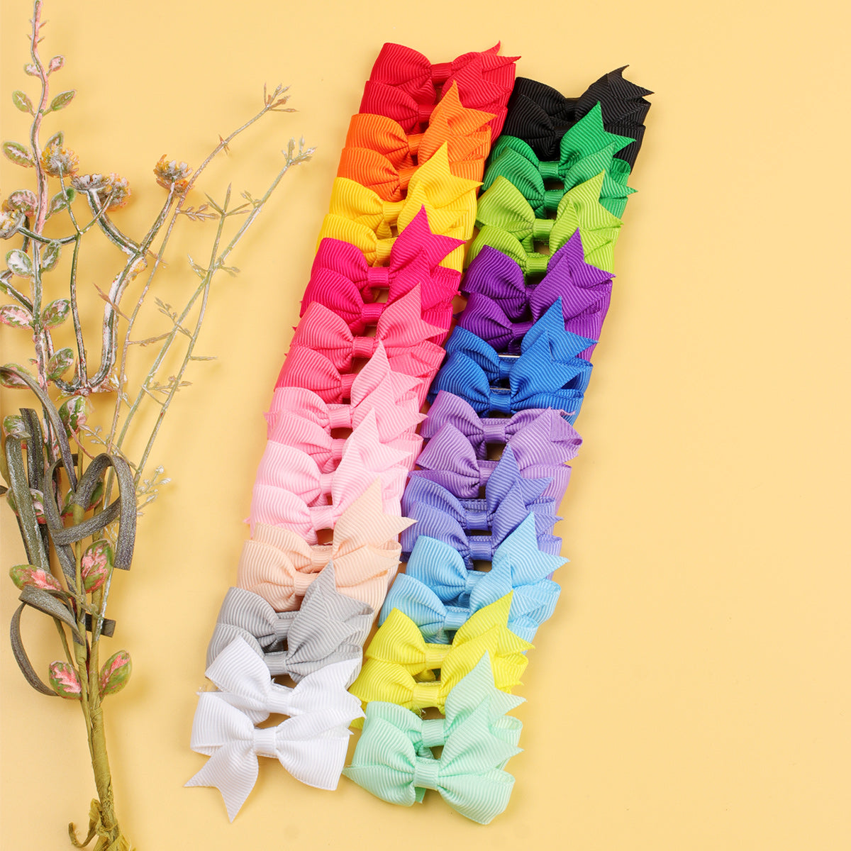 40pcs Mini Pinwheel Grosgrain Ribbon Bow Hair Clips for Girls