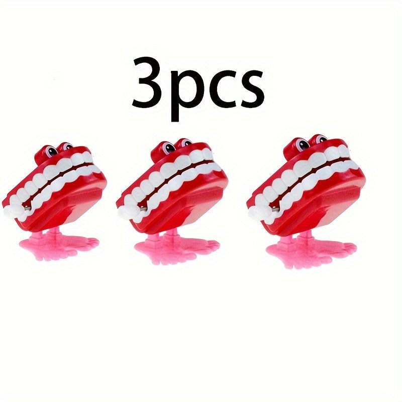 3Pcs Clockwork Jumping Teeth Toys with Eyes Christmas Children'S Toys