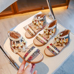 Boho Style Girls Sandals Lightweight Breathable for Summer Beach