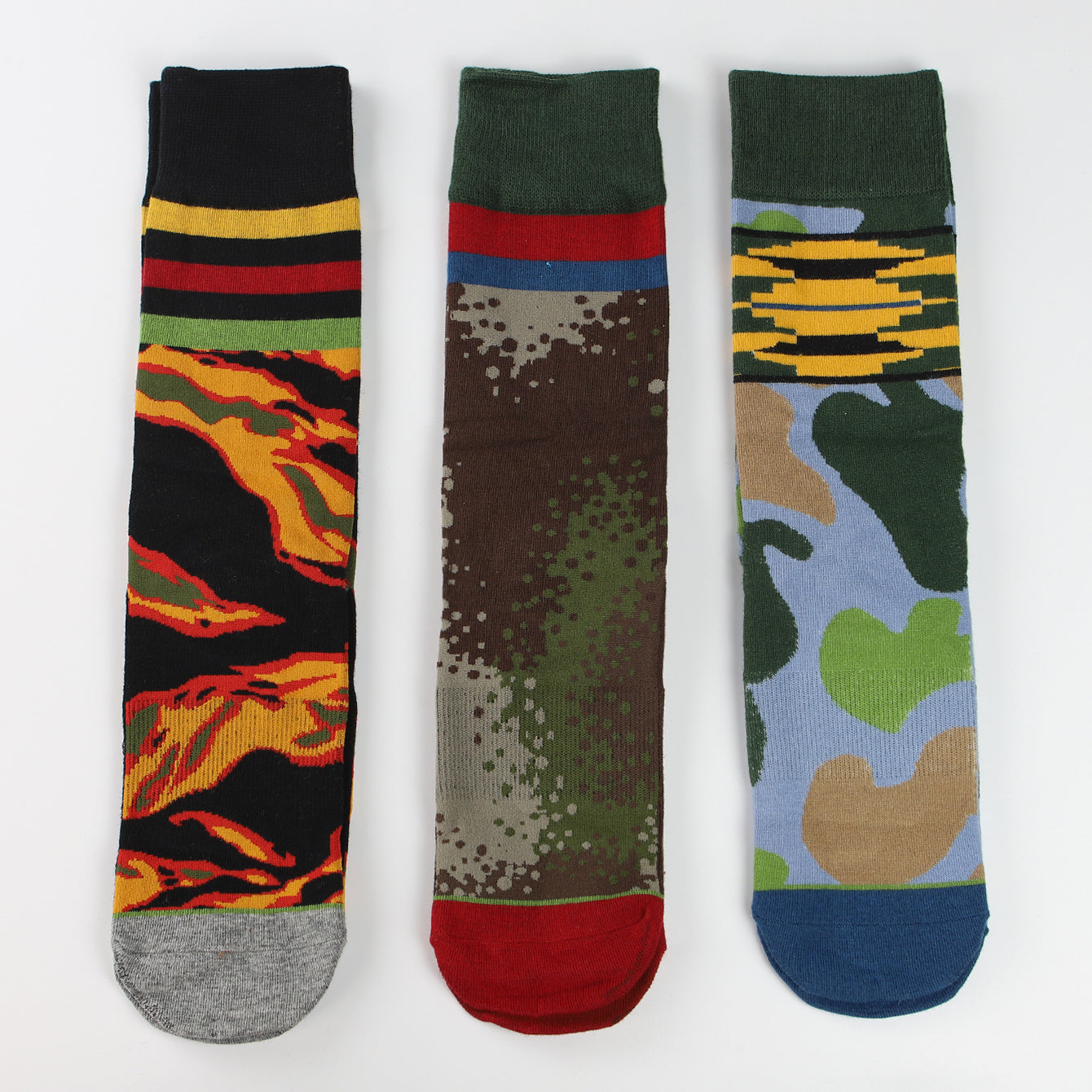 3 Pairs Multicolored Striped Socks Novelty & Funny Pattern Street Socks