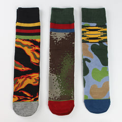 3 Pairs Multicolored Striped Socks Novelty & Funny Pattern Street Socks
