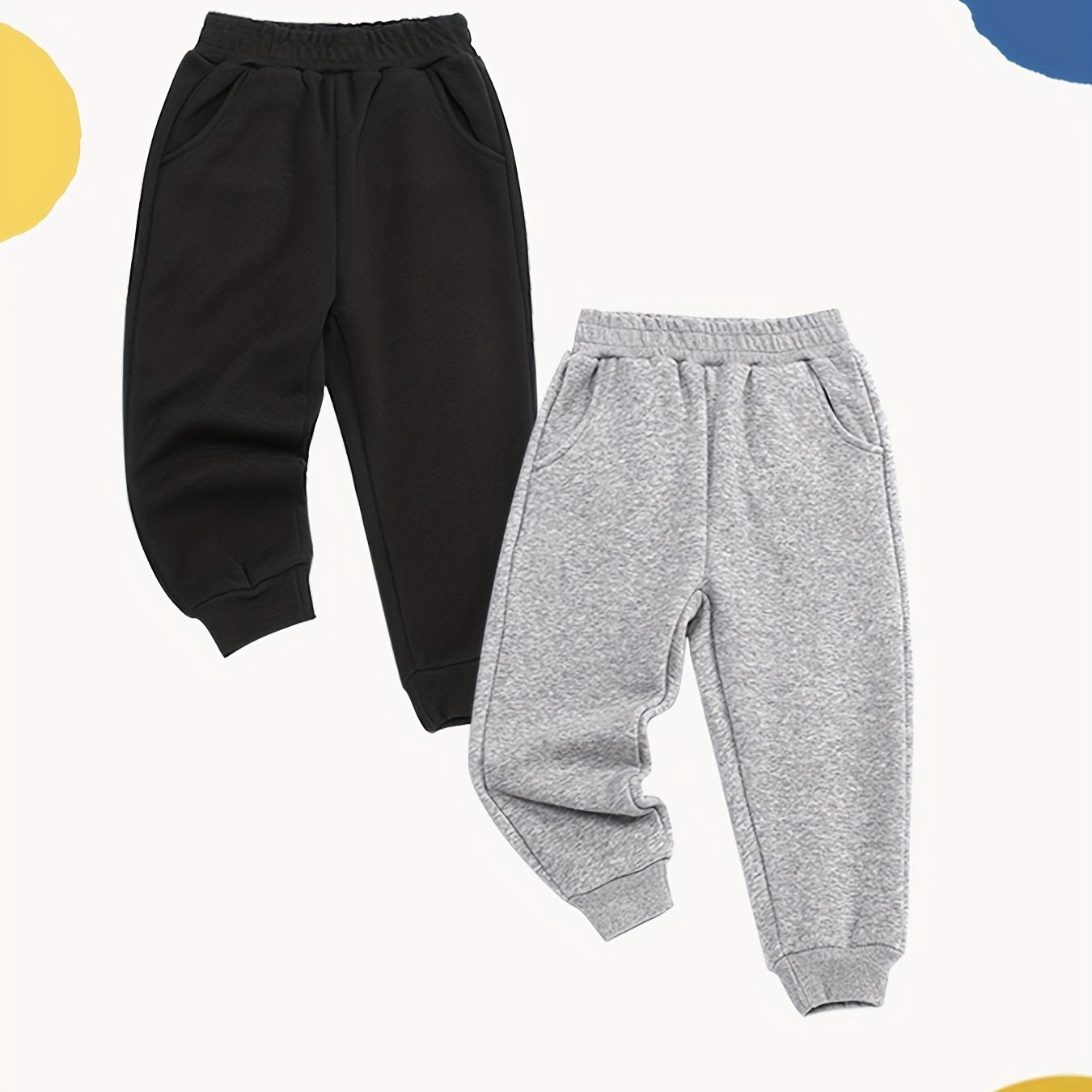 2pcs Unisex Baby Toddler Sweatpants Elastic Cotton Casual Active