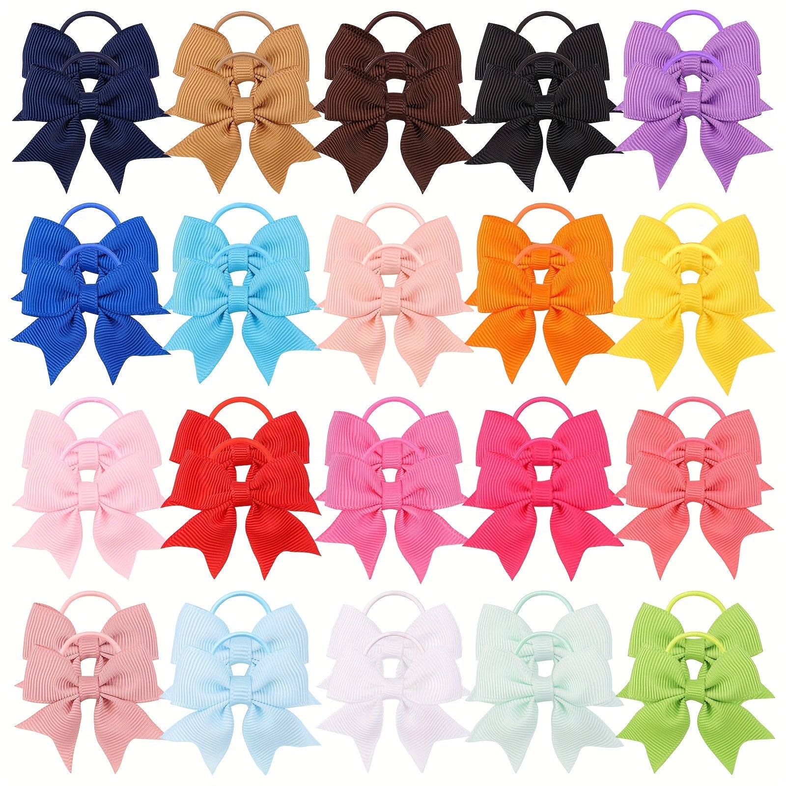 40pcs Children's Bow Leather Hairbands Hair Rings 5.08 cm Bow Bands