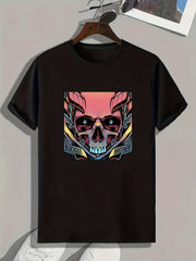 Skull Print Men's Graphic T-shirt for Summer