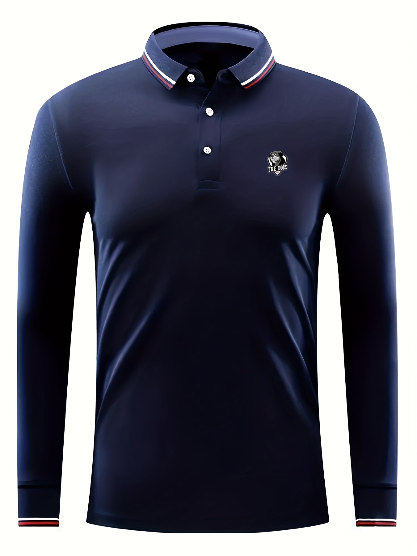Dogs Print Men's Lapel Polo Shirt Breathable Long Sleeve Top