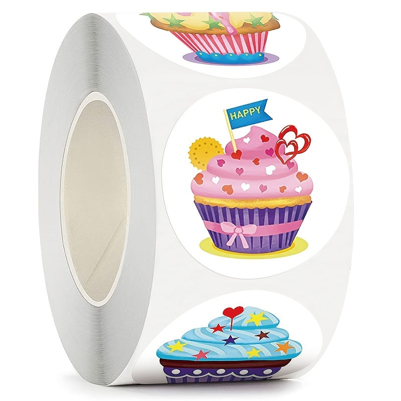 500 Happy Birthday Self-adhesive Stickers Roll Stationery Decoration