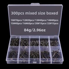 300-500 Mix Sizes Fishing Hooks Long Shank Sea Bass Tackle