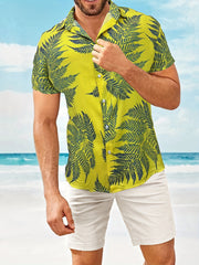 Men's Block Lapel Short Sleeve Shirt