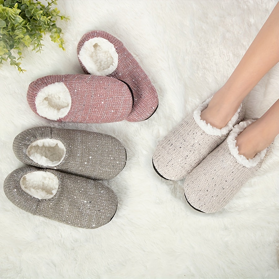 2 Pairs Plush Lined Socks Soft & Warm Low Cut Floor Socks Women's Stockings