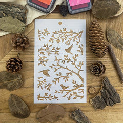 Twigs and Birds Stencil DIY Art Stencil for Painting on Wood Canvas Paper Fabric