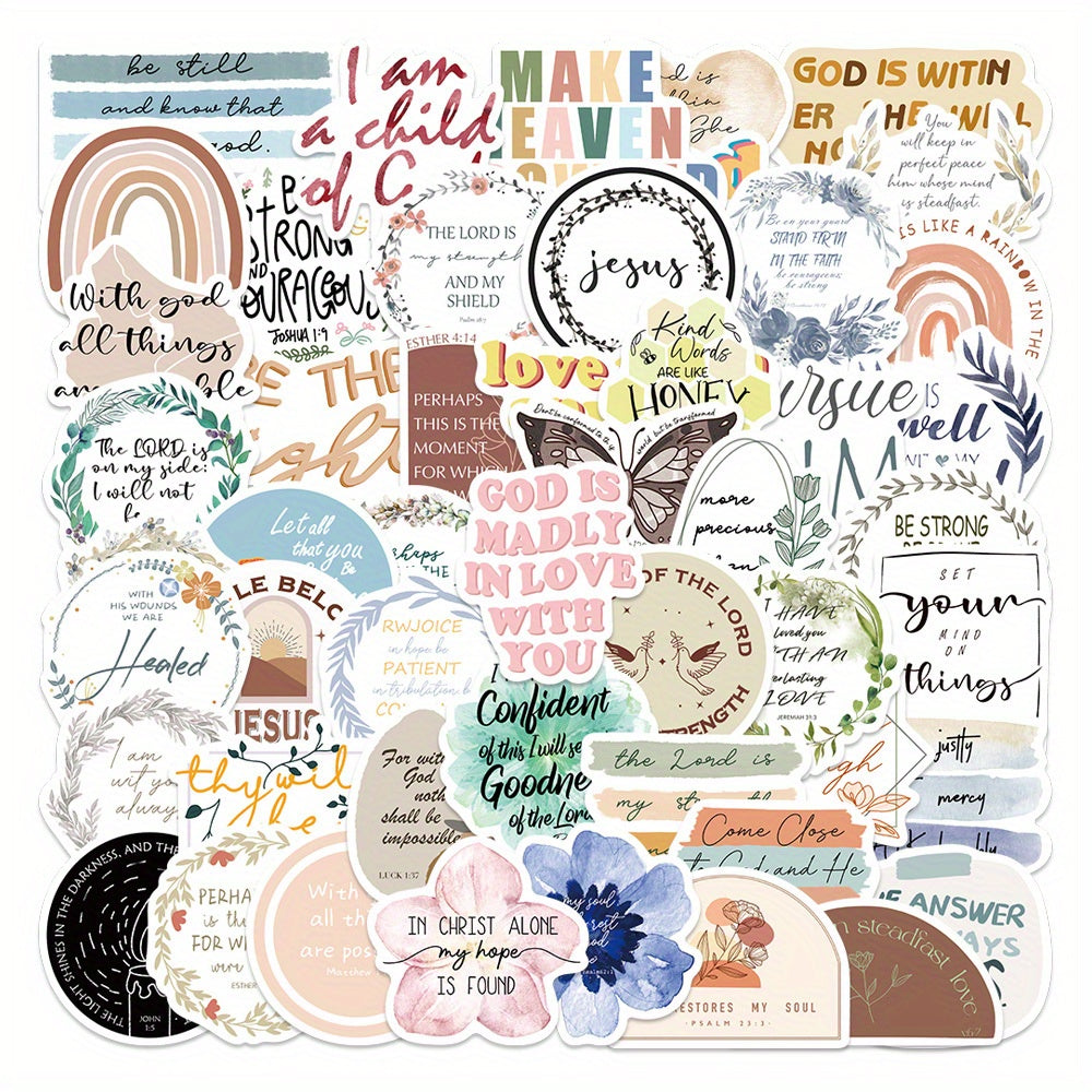 50pcs Bible Quotes Stickers Waterproof Stickers for Phone Case Laptop