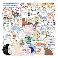 50pcs Bible Quotes Stickers Waterproof Stickers for Phone Case Laptop