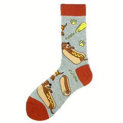 Men's Cartoon Crew Socks Cotton Blend Comfy Casual Unisex