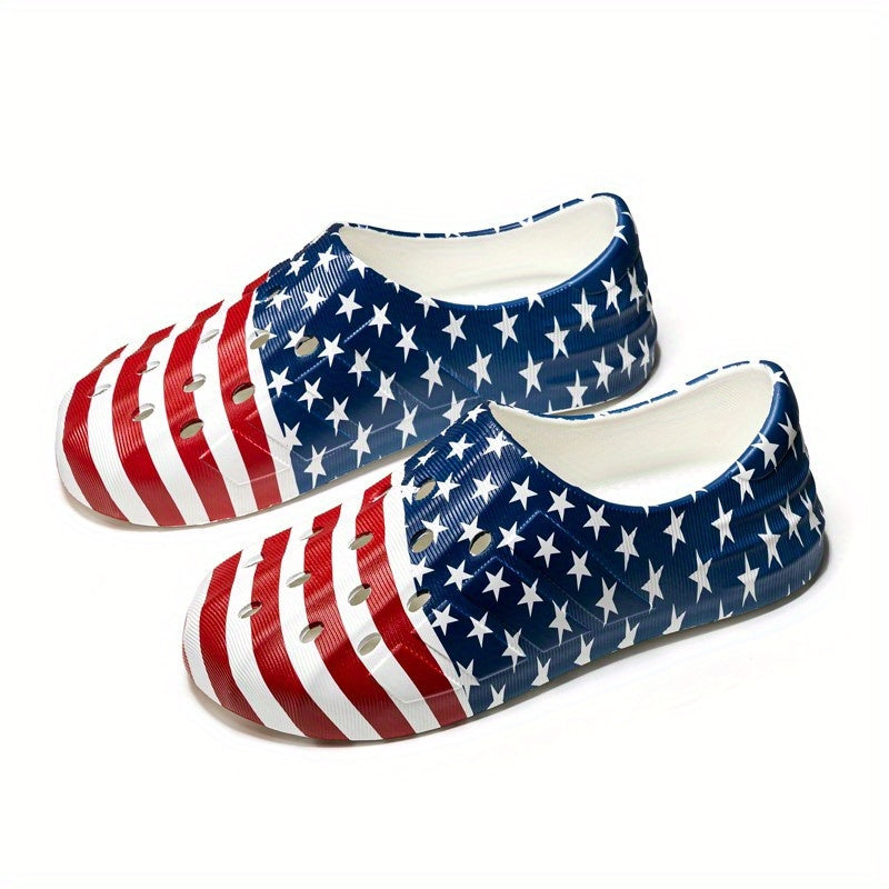 Men's Star & Stripe Print Foam Clog Sandals American Independence