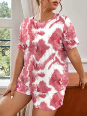 Tie Dye Tee & Shorts Set Women's 2pcs Home Wear