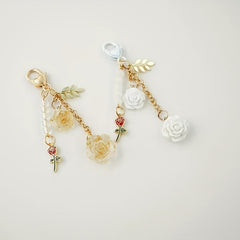Rose Flower Keychain Pendant Car Key Purse Wallet Ornament