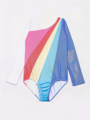 Girls Colorful Gymnastics Jumpsuit Long Sleeve Leotard