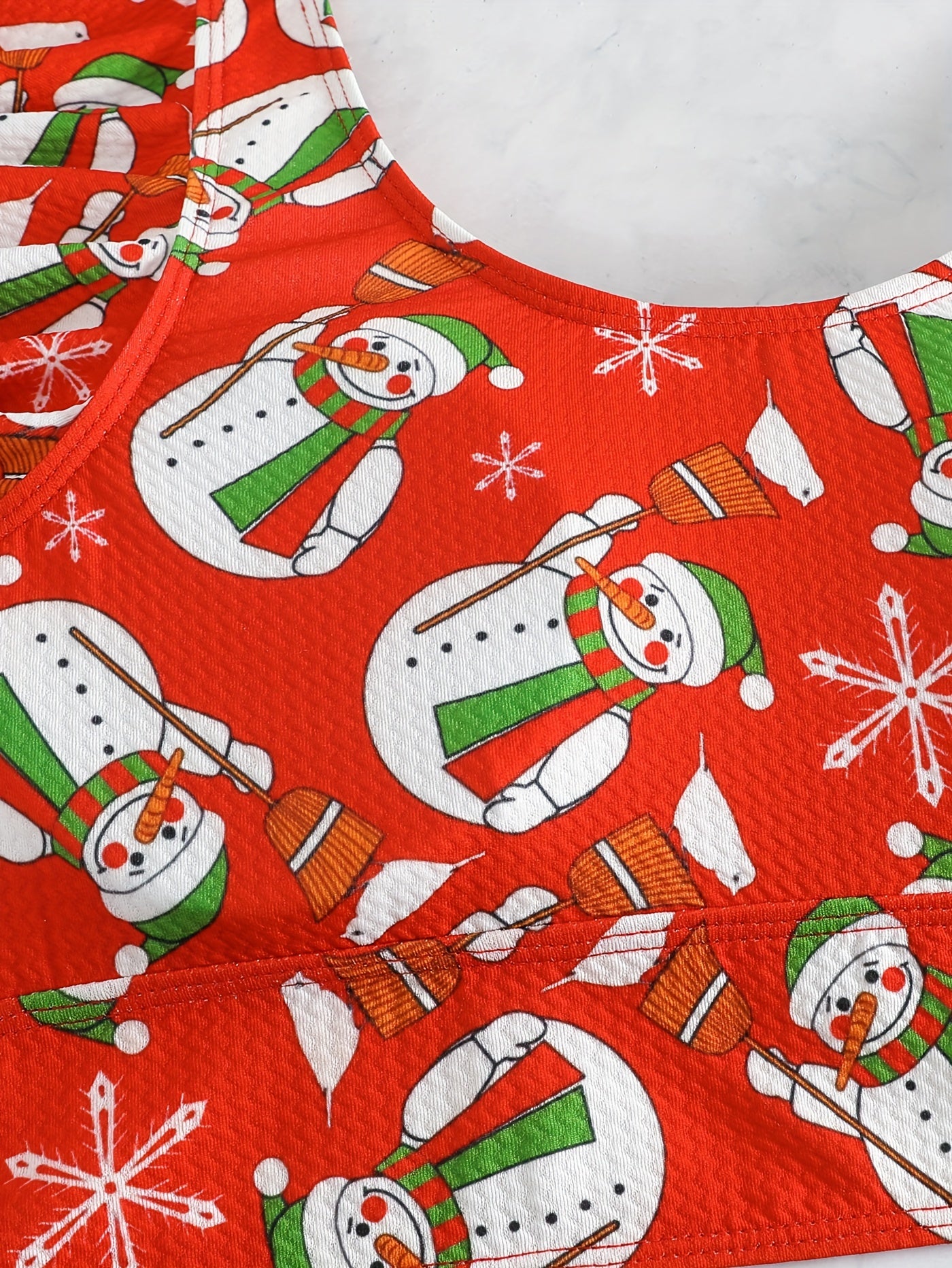 Christmas Sexy Bikini Set Women's Plus Snowflake Pattern V Neck