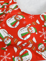 Christmas Sexy Bikini Set Women's Plus Snowflake Pattern V Neck