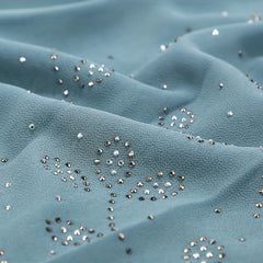 Chiffon Scarf Rhinestone Leaf Decor Hijab Classic Shawl