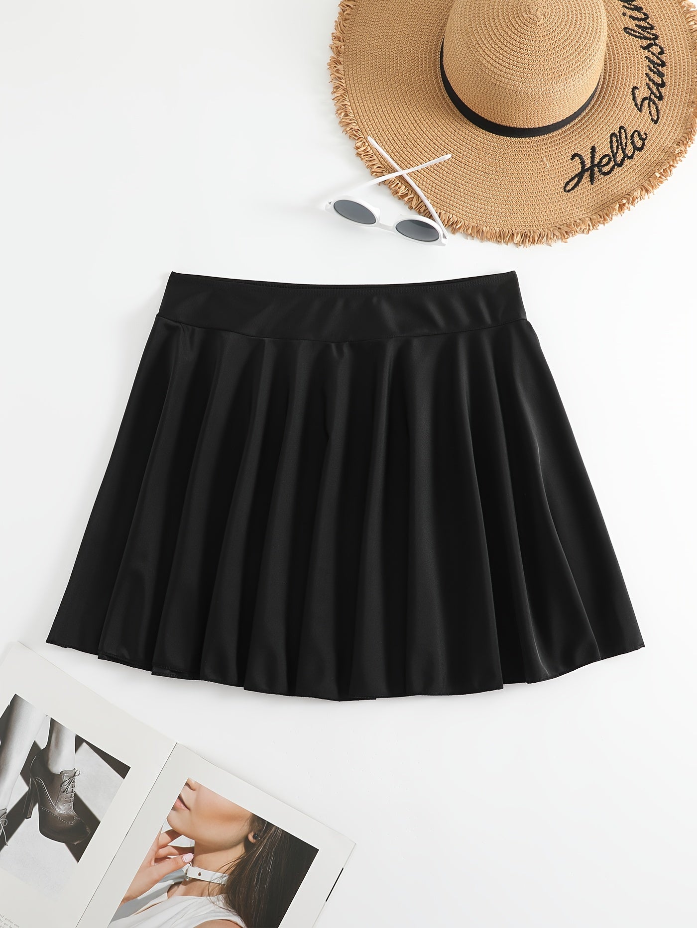 High Waist Pleated Beachwear Skirt