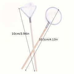 Wooden Fishing Rods with Nets Toy House Decor for Dollhouse