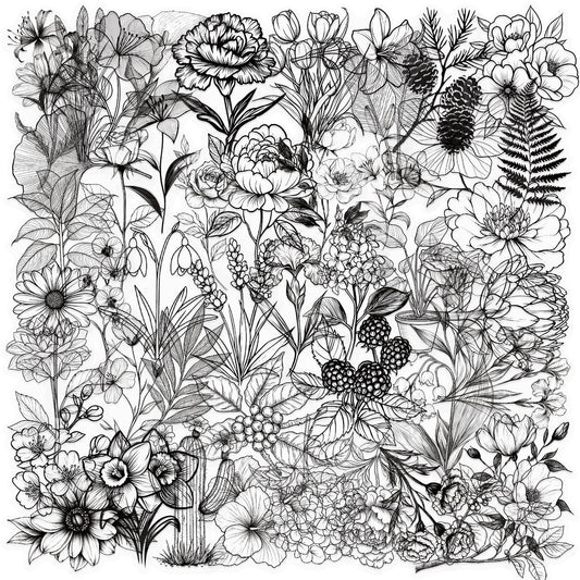 50pcs Botanical Floral Transparent Stickers Self Adhesive Plant Decals