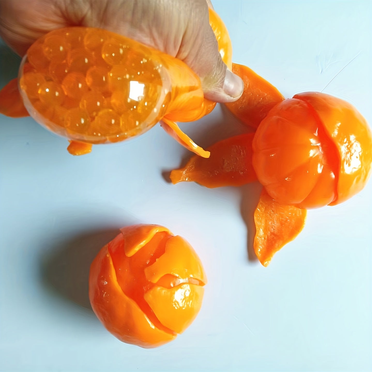 3pcs Squeeze Orange Fidget Mini Novelty Realistic Peeling Orange Prank Toy