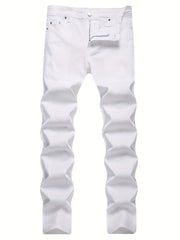 Men's Solid Denim Pants Outdoor Wear For Spring And Fall