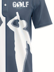 Men's Casual Golf Print Short Sleeve Shirt